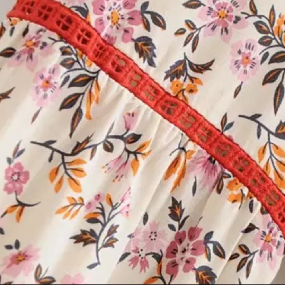 Boho Floral Vintage Gypsy Print 70’s Dress Red - Picture 9 of 13